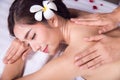 Asian lady relax with masage and spa in resort Royalty Free Stock Photo