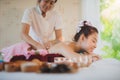 Asian lady relax in skin care aroma therapy