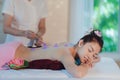 Asian lady relax in skin care aroma therapy