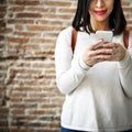 Asian Lady Traveler Backpack City Concept Royalty Free Stock Photo