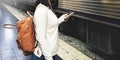 Asian Lady Traveling Commute Train Concept Royalty Free Stock Photo