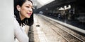 Asian Lady Traveling Commute Train Concept Royalty Free Stock Photo