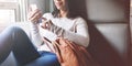 Asian Lady Traveling Commute Train Concept Royalty Free Stock Photo