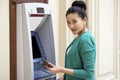 Asian lady using an automated teller machine Royalty Free Stock Photo