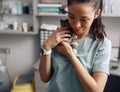 Asian lady veterinarian embraces adorable kitten in modern clinic office Royalty Free Stock Photo