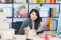 Asian lady on white background