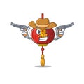 Asian lantern cartoon character as a Cowboy holding guns