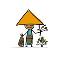 Asian lifestyle, people characters for your design. Coffee picker