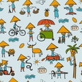 Asian lifestyle people, seamless pattern for your design Royalty Free Stock Photo