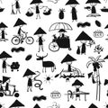 Asian lifestyle people, seamless pattern for your design