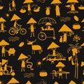 Asian lifestyle people, seamless pattern for your design Royalty Free Stock Photo