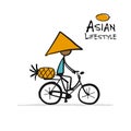 Asian lifestyle, people silhouette for your design