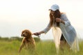 Asian women with dog friend Royalty Free Stock Photo