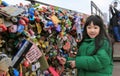 Asian Littel Girl Pictures With The Keys Locked, Love Padlocks And Keys Wish Love Forever At N Seoul Tower,South Korea