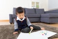 Asian little boy drawing picture Royalty Free Stock Photo