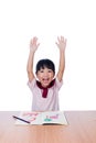 Asian Little Chinese girl drawing with color pencils Royalty Free Stock Photo