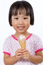 Asian Little Chinese Girl Eating Ice Cream Royalty Free Stock Photo