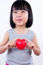 Asian Little Chinese Girl Holding Red Heart Royalty Free Stock Photo