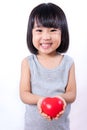 Asian Little Chinese Girl Holding Red Heart Royalty Free Stock Photo
