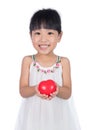 Asian Little Chinese Girl Holding Red Heart Royalty Free Stock Photo