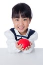 Asian Little Chinese Girl Holding Red Heart Royalty Free Stock Photo