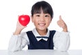 Asian Little Chinese Girl Holding Red Heart Royalty Free Stock Photo