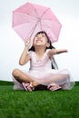 Asian Little Chinese Girl holding umbrella Royalty Free Stock Photo