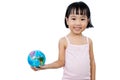 Asian Little Chinese Girl Holding a World Globe Royalty Free Stock Photo