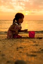 Asian Little Chinese Girl Playing with Beach Toys Royalty Free Stock Photo