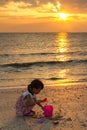 Asian Little Chinese Girl Playing with Beach Toys Royalty Free Stock Photo