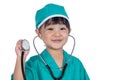 Asian Little Chinese Girl Playing Doctor with a stethoscope Royalty Free Stock Photo