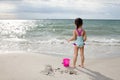 Asian Little Chinese Girl Playing Sand with Beach Toys Royalty Free Stock Photo