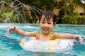 Asian Little Chinese Girl Playing in Swimming Pool Royalty Free Stock Photo