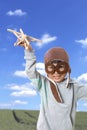 Asian Little Chinese Girl Playing with Toy Airplane Royalty Free Stock Photo