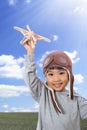 Asian Little Chinese Girl Playing with Toy Airplane Royalty Free Stock Photo