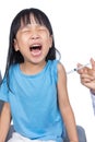 Asian little Chinese girl receiving an injection