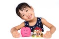 Asian Little Chinese Girl Saving Money for Property Concept