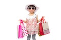 Asian Little Chinese Girl with Shopping Bag Royalty Free Stock Photo