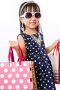 Asian Little Chinese Girl with Shopping Bag Royalty Free Stock Photo