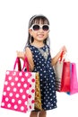 Asian Little Chinese Girl with Shopping Bag Royalty Free Stock Photo