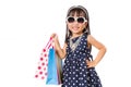 Asian Little Chinese Girl with Shopping Bag Royalty Free Stock Photo