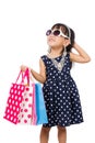 Asian Little Chinese Girl with Shopping Bag Royalty Free Stock Photo