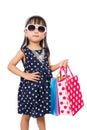 Asian Little Chinese Girl with Shopping Bag Royalty Free Stock Photo