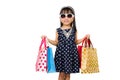 Asian Little Chinese Girl with Shopping Bag Royalty Free Stock Photo