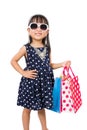 Asian Little Chinese Girl with Shopping Bag Royalty Free Stock Photo