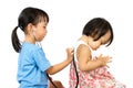 Asian Little Chinese Girls Playing as Doctor and Patient with St Royalty Free Stock Photo