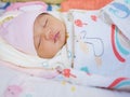 Asian little cute baby girl sleeping on bed Royalty Free Stock Photo