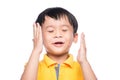 Asian little cute human child closed eye face