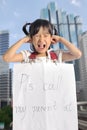 Asian little girl get lost with parent information contact Royalty Free Stock Photo