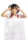 Asian little girl get lost with parent information contact Royalty Free Stock Photo